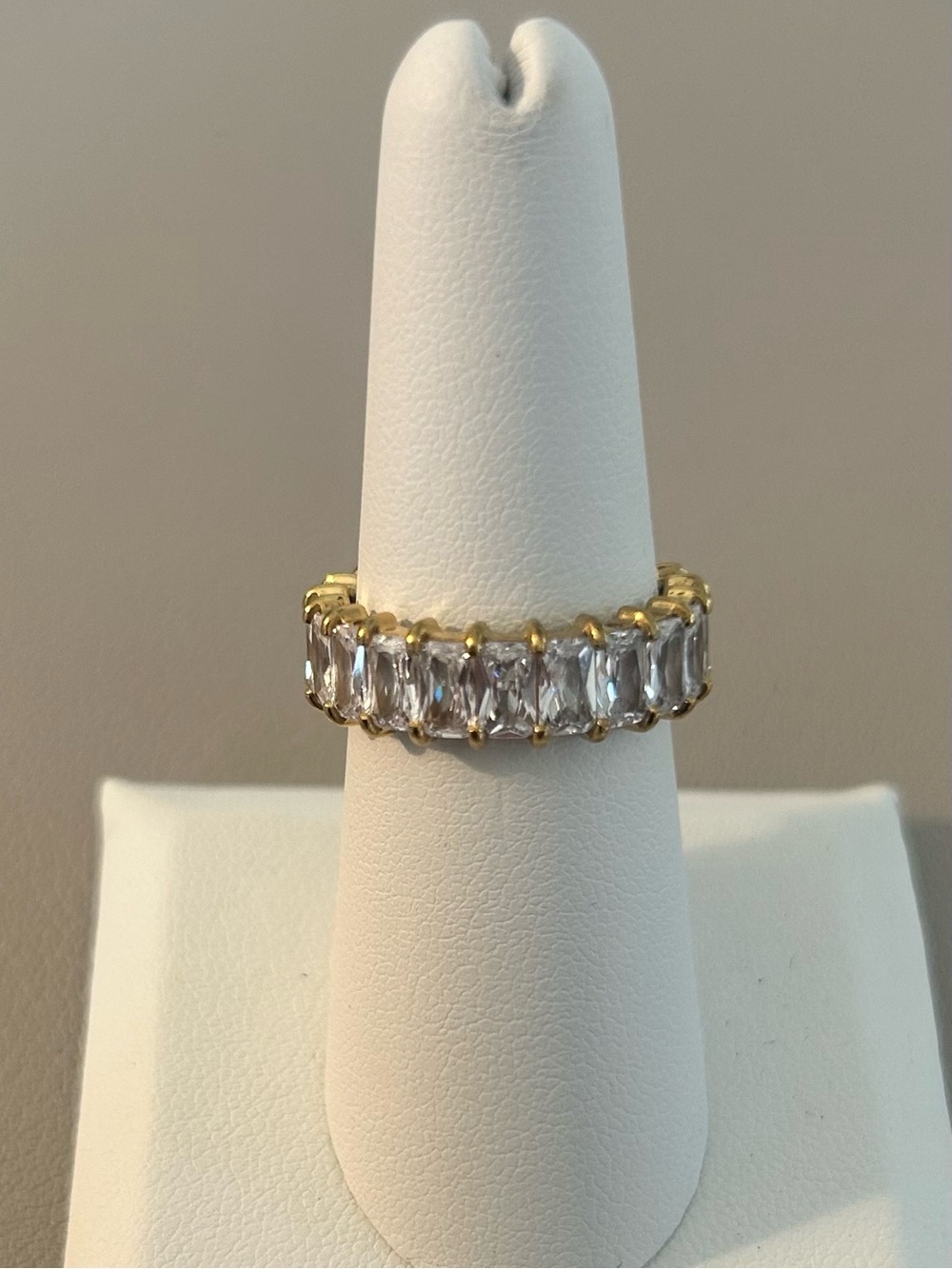 Vivah Jewellery Gold Crystal Eternity Band - Clear CZ Stones Size 7